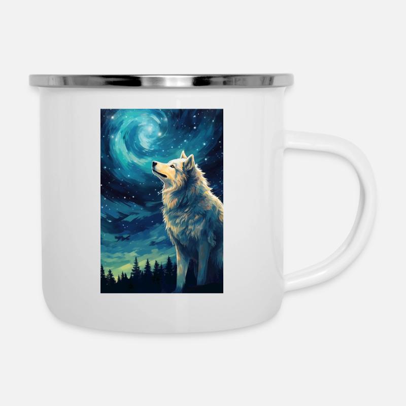 Wolf - Emaille-Tasse - Weiß
