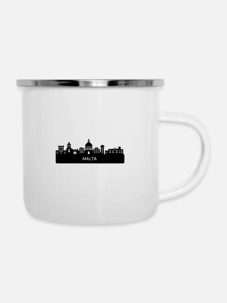 Malta Silhouette Skyline - Emaille-Tasse - Weiß