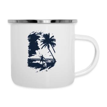Kiteboarder in blauem Print - Emaille-Tasse - Weiß - Rechts