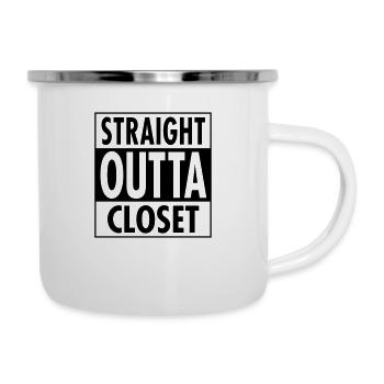 Straight Outta Closet - Emaille-Tasse - Weiß - Rechts