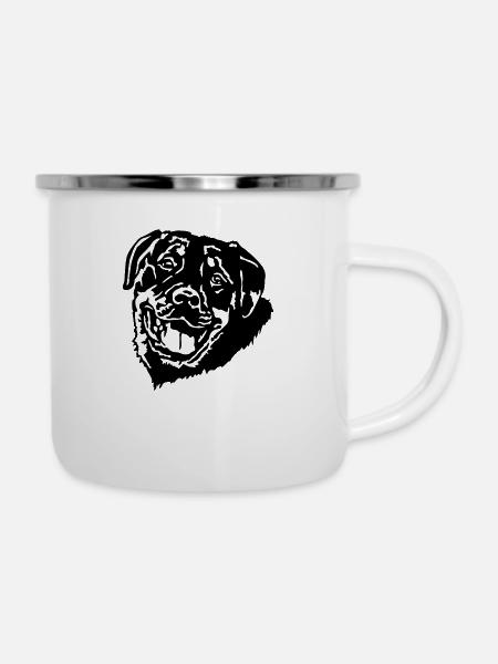 (213) Rottweiler - Emaille-Tasse - Weiß