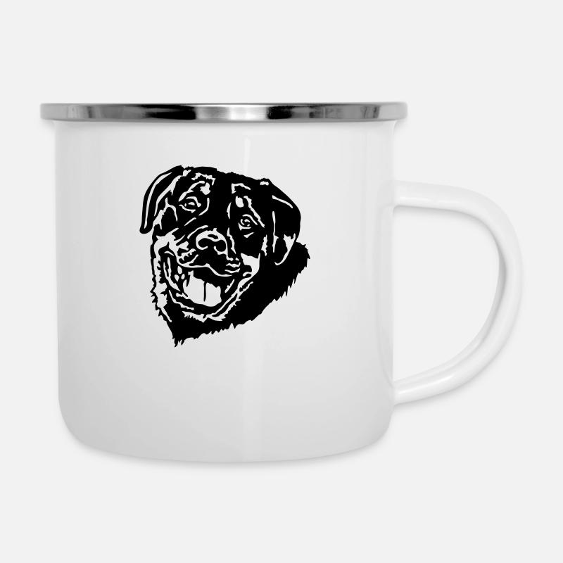 (213) Rottweiler - Emaille-Tasse - Weiß