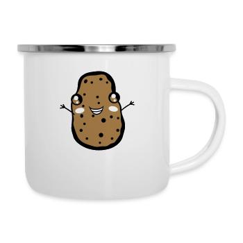 joyeux petit mignon mignon visage drôle bras - Tasse émaillée - blanc - Droite