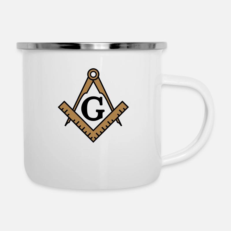 franc-maçon symbole, équerre & compas maçonniques - Tasse émaillée - blanc