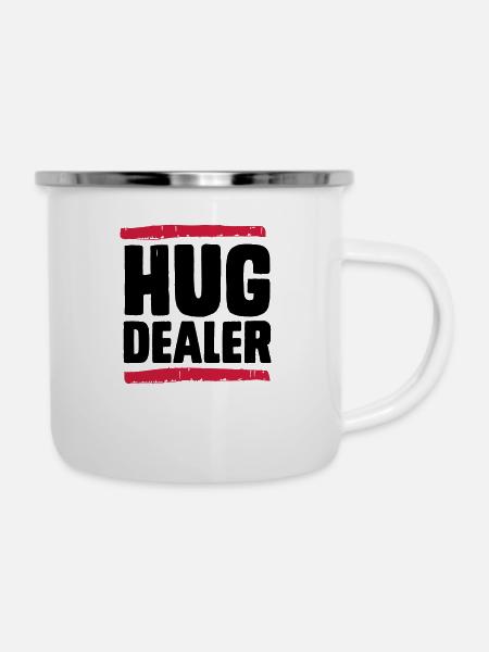 Hug Dealer - Emaille-Tasse - Weiß
