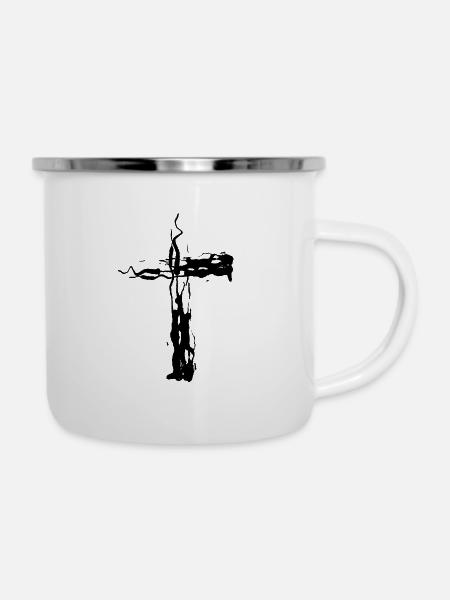 Kreuze - Emaille-Tasse - Weiß
