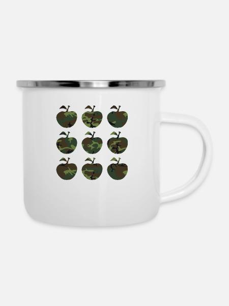 Camouflage Apfel Retro - Emaille-Tasse - Weiß