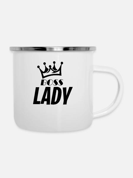 Boss Lady. - Emaille-Tasse - Weiß