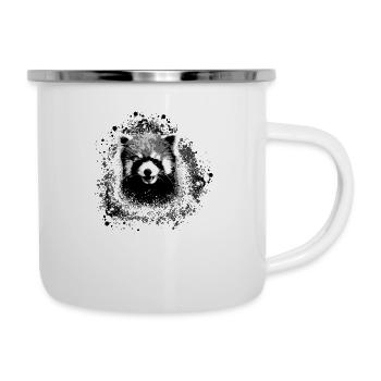 Roter panda,Graffiti,Malerei,pandabär, bär,schwarz - Emaille-Tasse - Weiß - Rechts