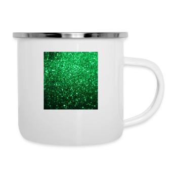 Funkelnder grüner Glitter - Emaille-Tasse - Weiß - Rechts