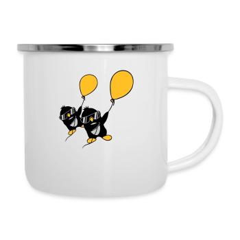 2 pingouins ballon volant - Tasse émaillée - blanc - Droite
