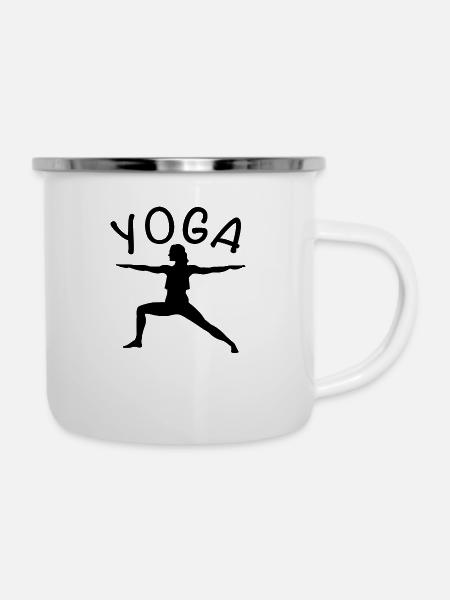 Yoga Übungen - Emaille-Tasse - Weiß