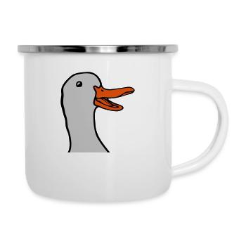 Kopf süße glückliche Gans - Emaille-Tasse - Weiß - Rechts