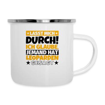 Leoparden - Emaille-Tasse - Weiß - Rechts