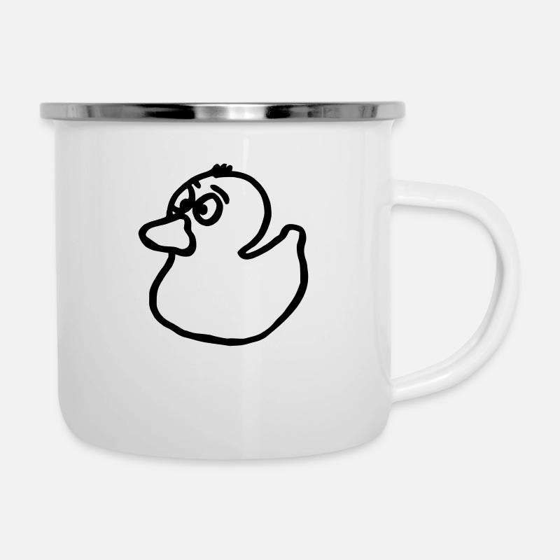 Comic Ente - Emaille-Tasse - Weiß