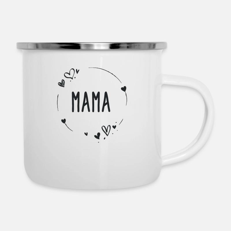 Mama Herzen Muttertag für Mutter - Emaille-Tasse - Weiß