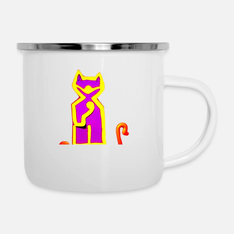 Purple neon cat - Camper Mug - white