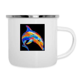 Delphin - Emaille-Tasse - Weiß - Rechts