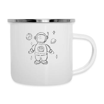 Conception d’enfants dessinés à la main par des astronautes - Tasse émaillée - blanc - Droite