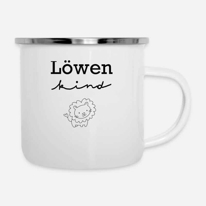 Löwen Kind - Emaille-Tasse - Weiß