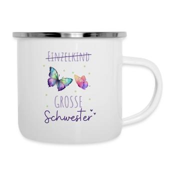Große Schwester 2024 Herz Schmetterling - Emaille-Tasse - Weiß - Rechts