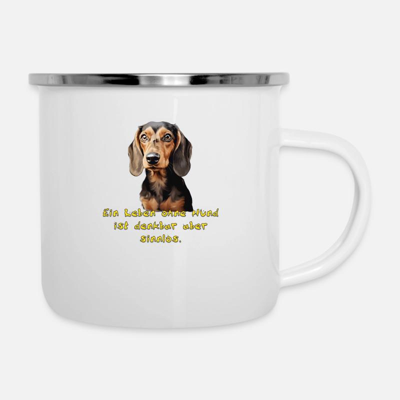 Dackel - Emaille-Tasse - Weiß
