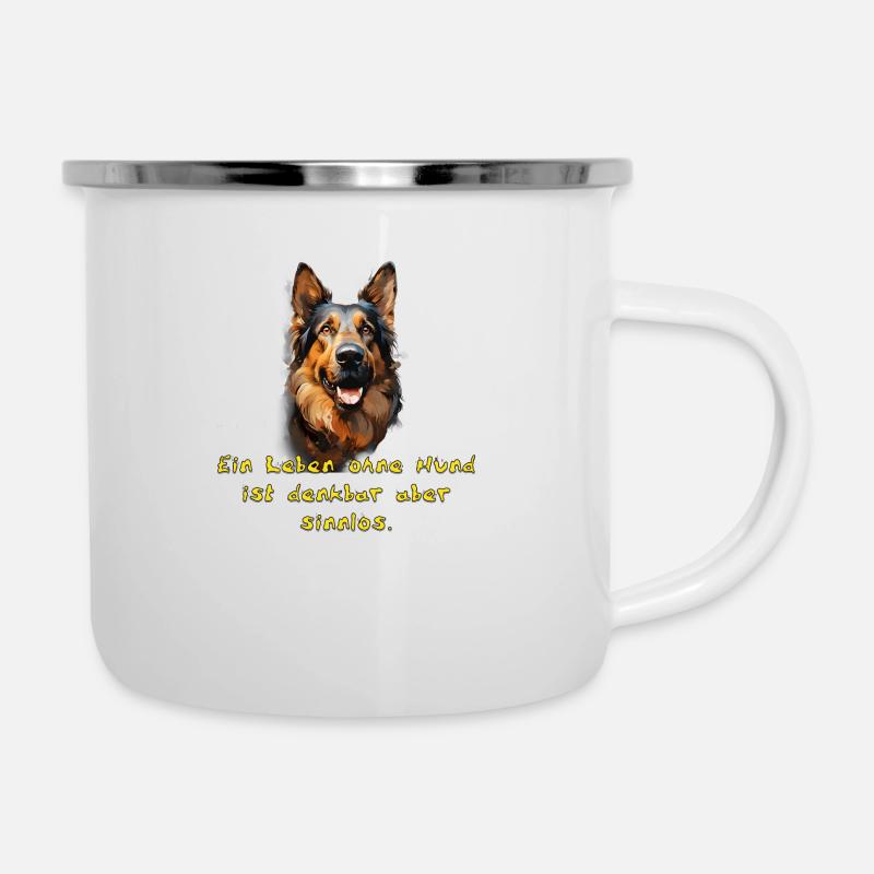 Deutscher Schäferhund - Emaille-Tasse - Weiß