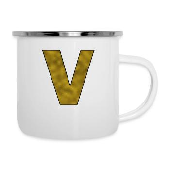 Lettre V Or - Tasse émaillée - blanc - Droite
