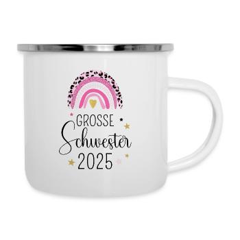 Ich werde große Schwester 2025 Regenbogen Süß - Emaille-Tasse - Weiß - Rechts