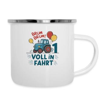 Cooler Traktor 1. Geburtstag: Bestseller Geschenk! - Emaille-Tasse - Weiß - Rechts