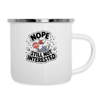 Uninteressiertes Gänse-Stoppschild - Emaille-Tasse - Weiß - Rechts