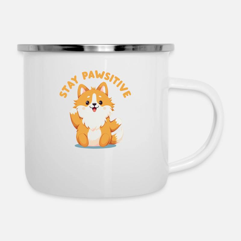 Restez Pawsitive - Tasse émaillée - blanc