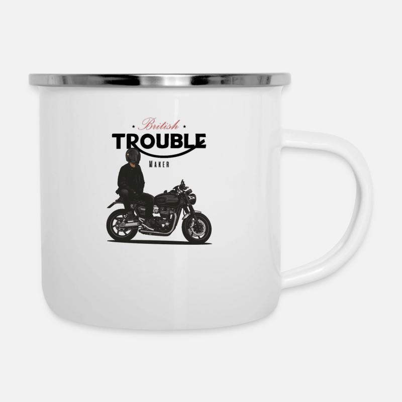 Modern Classic // Custom // Motorrad - Emaille-Tasse - Weiß