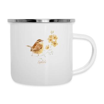 Spätzli Motiv für Baby oder Kleinkind mit Spatz - Emaille-Tasse - Weiß - Rechts