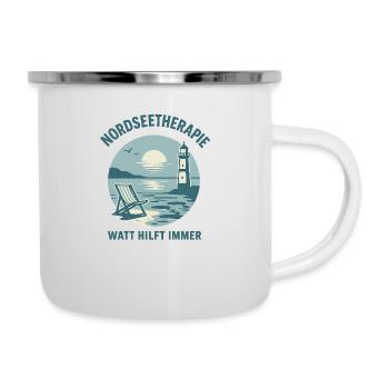 Nordseetherapie - Watt hilft immer - Emaille-Tasse - Weiß - Rechts