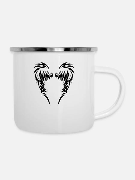 Engelsflügel - Emaille-Tasse - Weiß