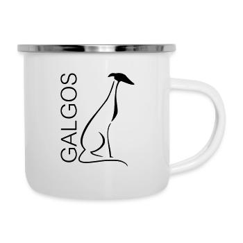 Sitzender Galgo - Emaille-Tasse - Weiß - Rechts