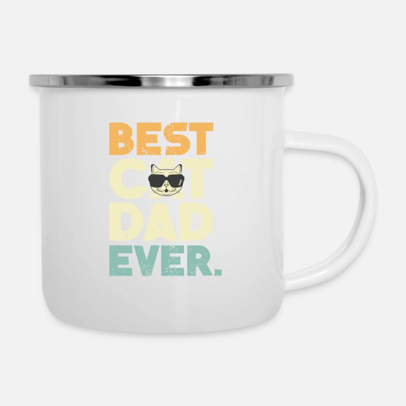 Cat Cat Dad Cat ejer Cat Dad Gift - Emaljekrus - hvid