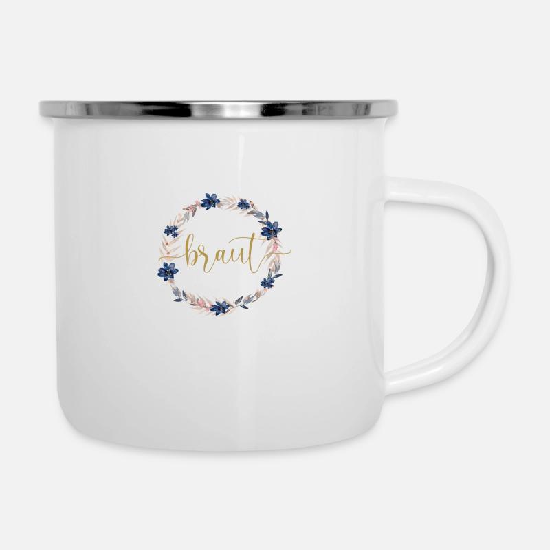 Team Braut! Blumenkranz - Emaille-Tasse - Weiß