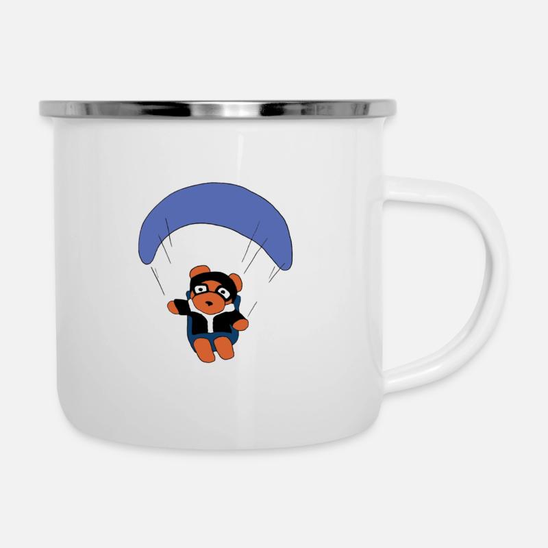 Gleitschirmbär - Emaille-Tasse - Weiß