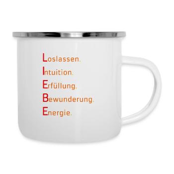 Liebe - Emaille-Tasse - Weiß - Rechts
