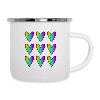 HERZ. HERZ. HEILIGER VALENTINSTAG. LIEBE. LIEBE. WEIHNACHTEN - Emaille-Tasse - Weiß - Rechts