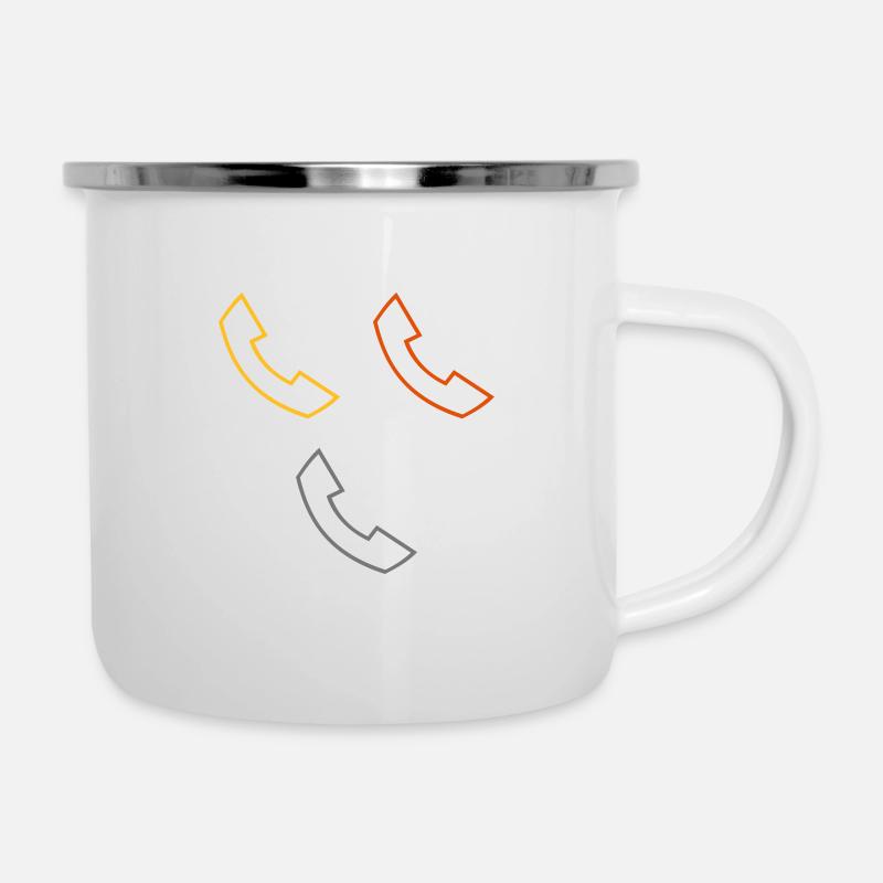 Telefon - Emaille-Tasse - Weiß