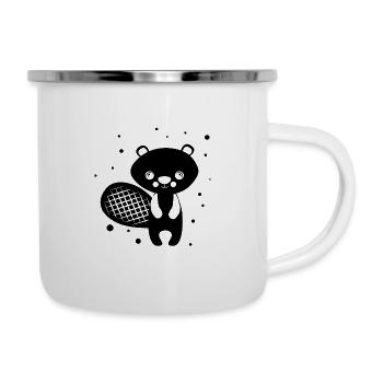 Bieber - Zootier Tierfreund - Emaille-Tasse - Weiß - Rechts