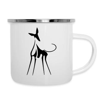 Podenco - Emaille-Tasse - Weiß - Rechts