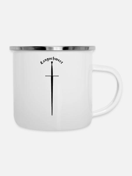 Langes Schwert - Emaille-Tasse - Weiß