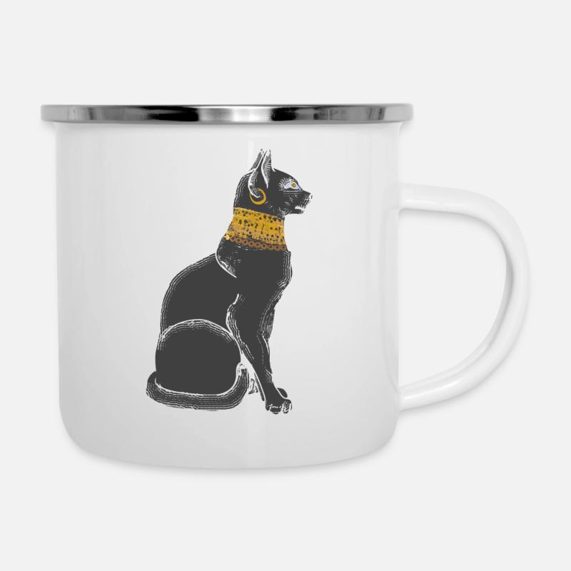 Chat Bastet - Tasse émaillée - blanc