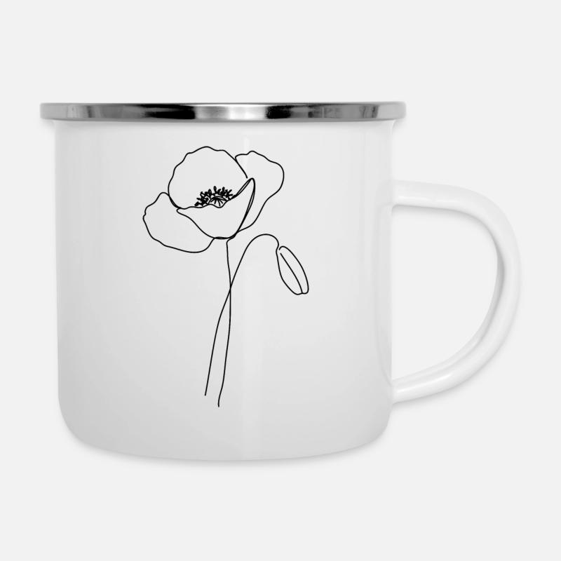 Mohnblume - Emaille-Tasse - Weiß