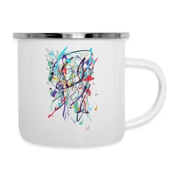 abstrakt - Emaille-Tasse - Weiß - Rechts