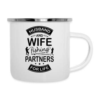Husband And Wife Fishing Partners For Life - Camper Mug - white - Right